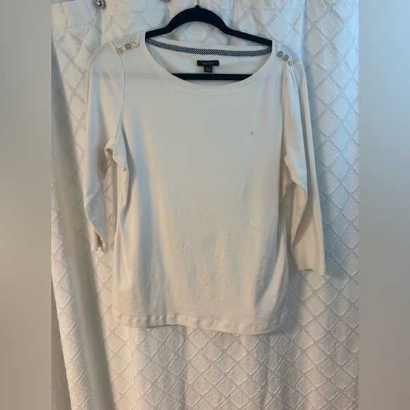 Nautica Cream Blouse with Button Accents - Picture 1 of 6